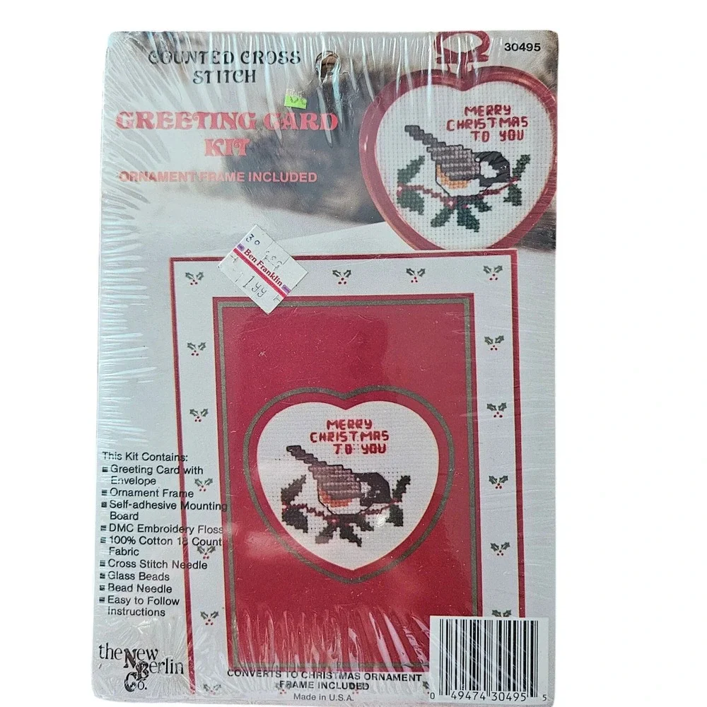 Lot of 4 Vintage New Berlin Co Christmas Counted Cross Stitch Greeting Card Kits